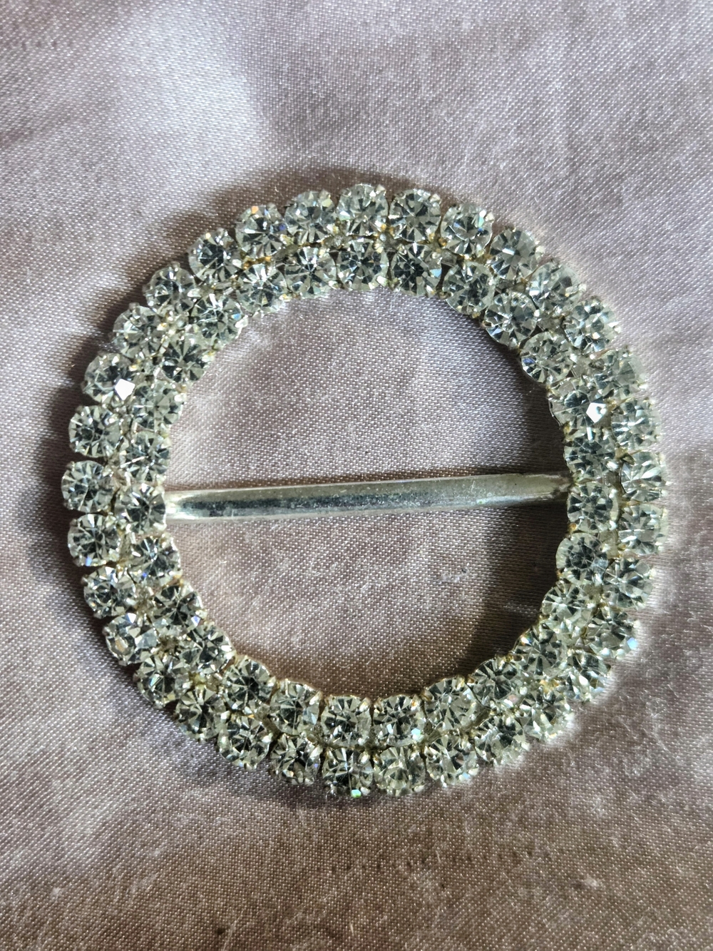 Rhinestone Slide Buckle Silver Tone